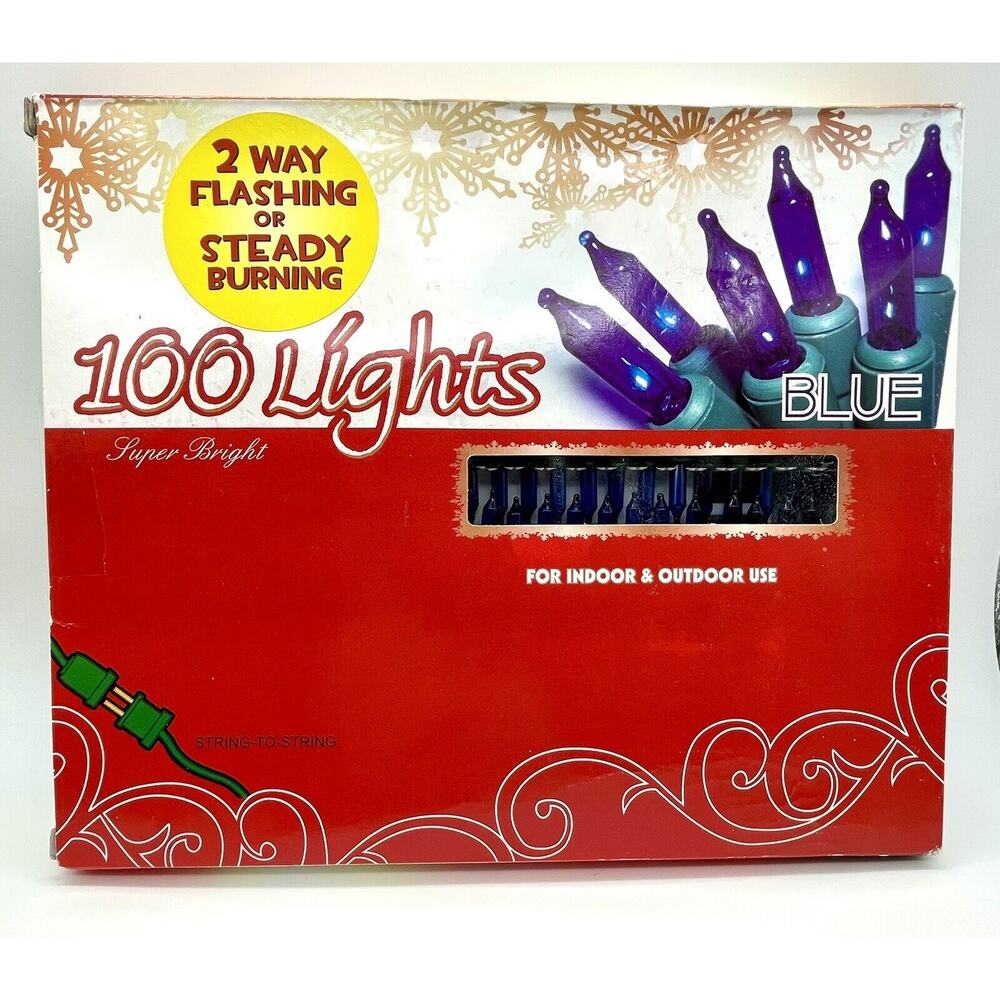 10 Boxes of Vintage Christmas Lights - 100 Super Bright - Blue - Indoor/Outdoor